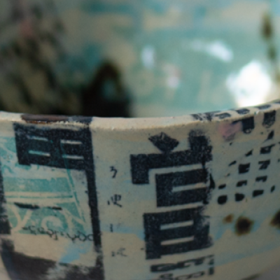 ceramic bowl artwork collage burma